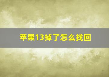 苹果13掉了怎么找回