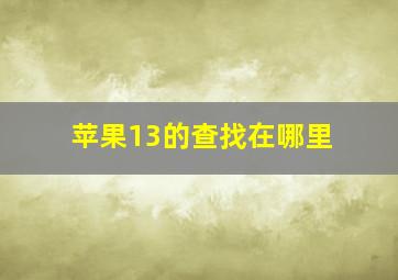 苹果13的查找在哪里