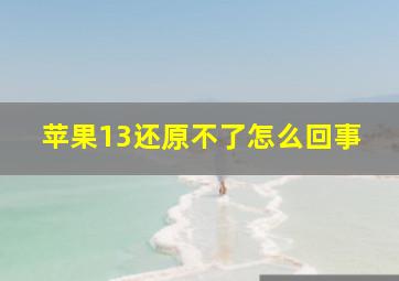 苹果13还原不了怎么回事