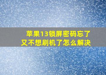 苹果13锁屏密码忘了又不想刷机了怎么解决