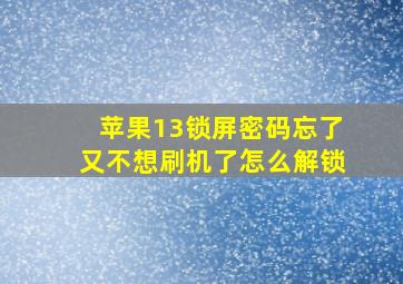 苹果13锁屏密码忘了又不想刷机了怎么解锁