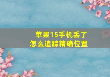 苹果15手机丢了怎么追踪精确位置