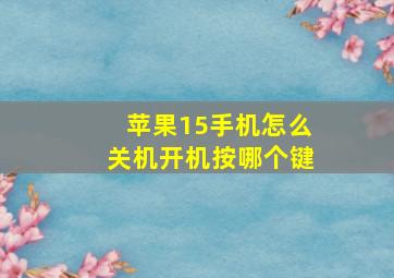 苹果15手机怎么关机开机按哪个键