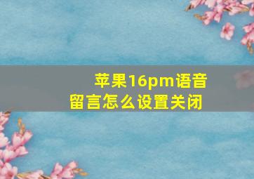 苹果16pm语音留言怎么设置关闭