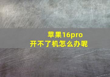 苹果16pro开不了机怎么办呢