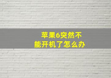 苹果6突然不能开机了怎么办