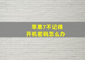 苹果7不记得开机密码怎么办