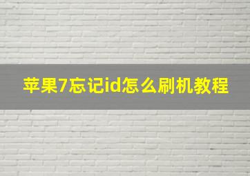 苹果7忘记id怎么刷机教程