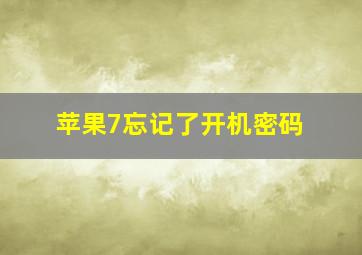 苹果7忘记了开机密码