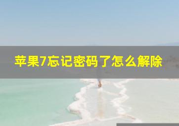 苹果7忘记密码了怎么解除