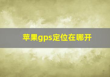 苹果gps定位在哪开