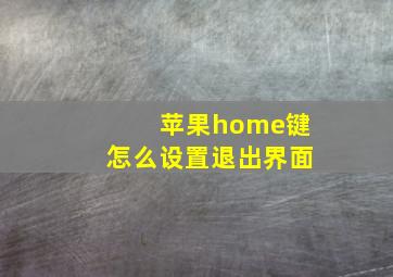 苹果home键怎么设置退出界面