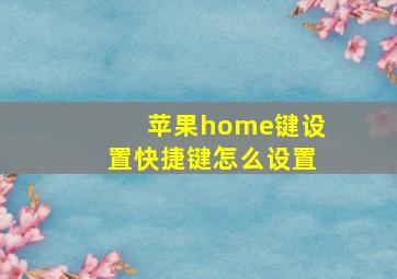 苹果home键设置快捷键怎么设置