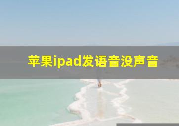 苹果ipad发语音没声音