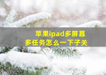 苹果ipad多屏幕多任务怎么一下子关