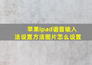 苹果ipad语音输入法设置方法图片怎么设置