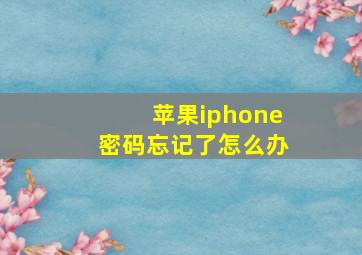 苹果iphone密码忘记了怎么办