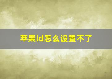 苹果ld怎么设置不了