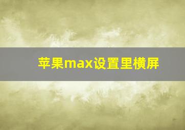 苹果max设置里横屏