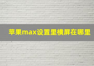 苹果max设置里横屏在哪里