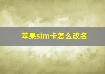 苹果sim卡怎么改名