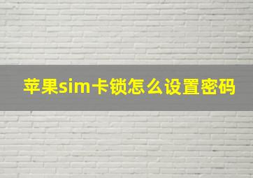 苹果sim卡锁怎么设置密码