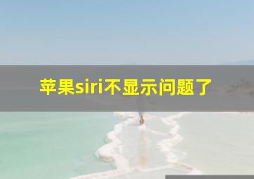 苹果siri不显示问题了