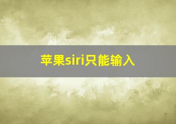 苹果siri只能输入