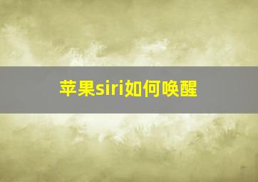 苹果siri如何唤醒