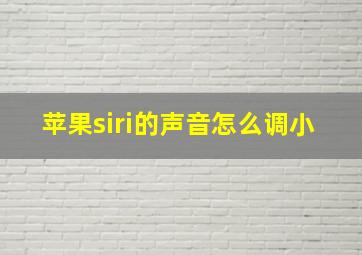 苹果siri的声音怎么调小