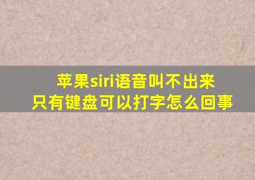 苹果siri语音叫不出来只有键盘可以打字怎么回事