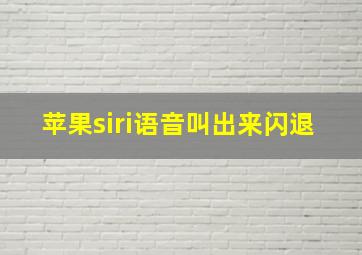 苹果siri语音叫出来闪退