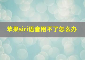 苹果siri语音用不了怎么办