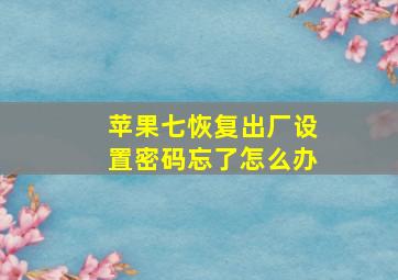 苹果七恢复出厂设置密码忘了怎么办