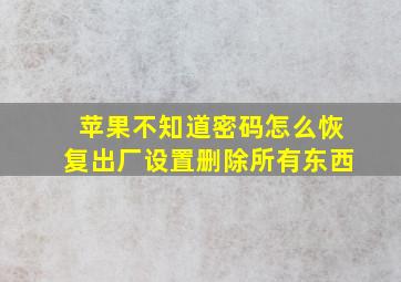 苹果不知道密码怎么恢复出厂设置删除所有东西