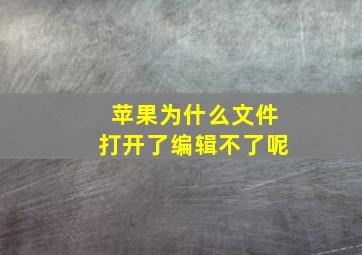 苹果为什么文件打开了编辑不了呢