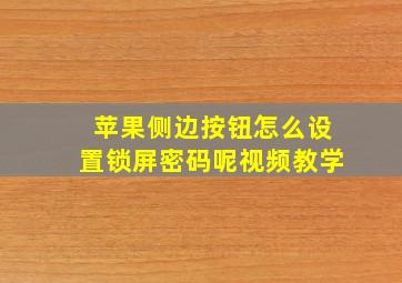 苹果侧边按钮怎么设置锁屏密码呢视频教学