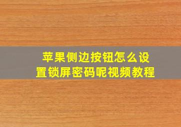 苹果侧边按钮怎么设置锁屏密码呢视频教程