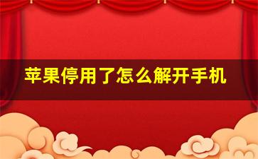 苹果停用了怎么解开手机