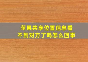 苹果共享位置信息看不到对方了吗怎么回事