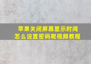 苹果关闭屏幕显示时间怎么设置密码呢视频教程