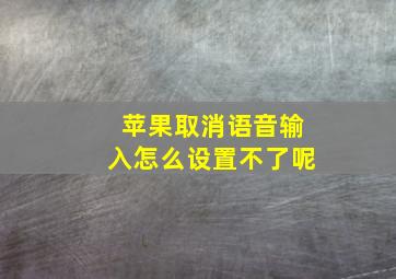 苹果取消语音输入怎么设置不了呢