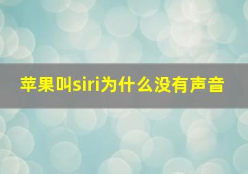 苹果叫siri为什么没有声音