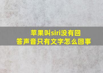 苹果叫siri没有回答声音只有文字怎么回事