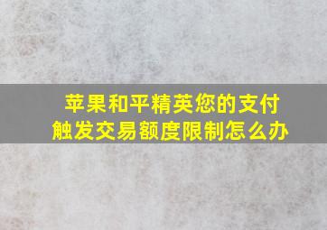 苹果和平精英您的支付触发交易额度限制怎么办