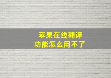 苹果在线翻译功能怎么用不了