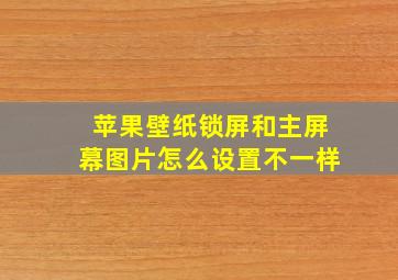 苹果壁纸锁屏和主屏幕图片怎么设置不一样