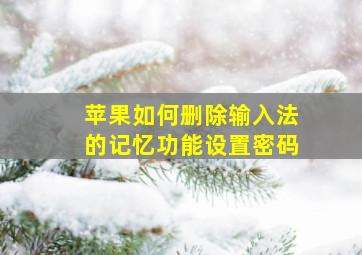 苹果如何删除输入法的记忆功能设置密码