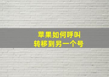 苹果如何呼叫转移到另一个号