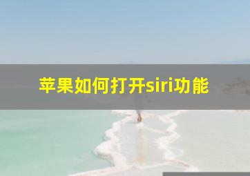 苹果如何打开siri功能